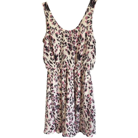 Lush Dresses & Skirts - LUSH Womens Strappy Blouson Mini Dress Small Cheetah Print Lined